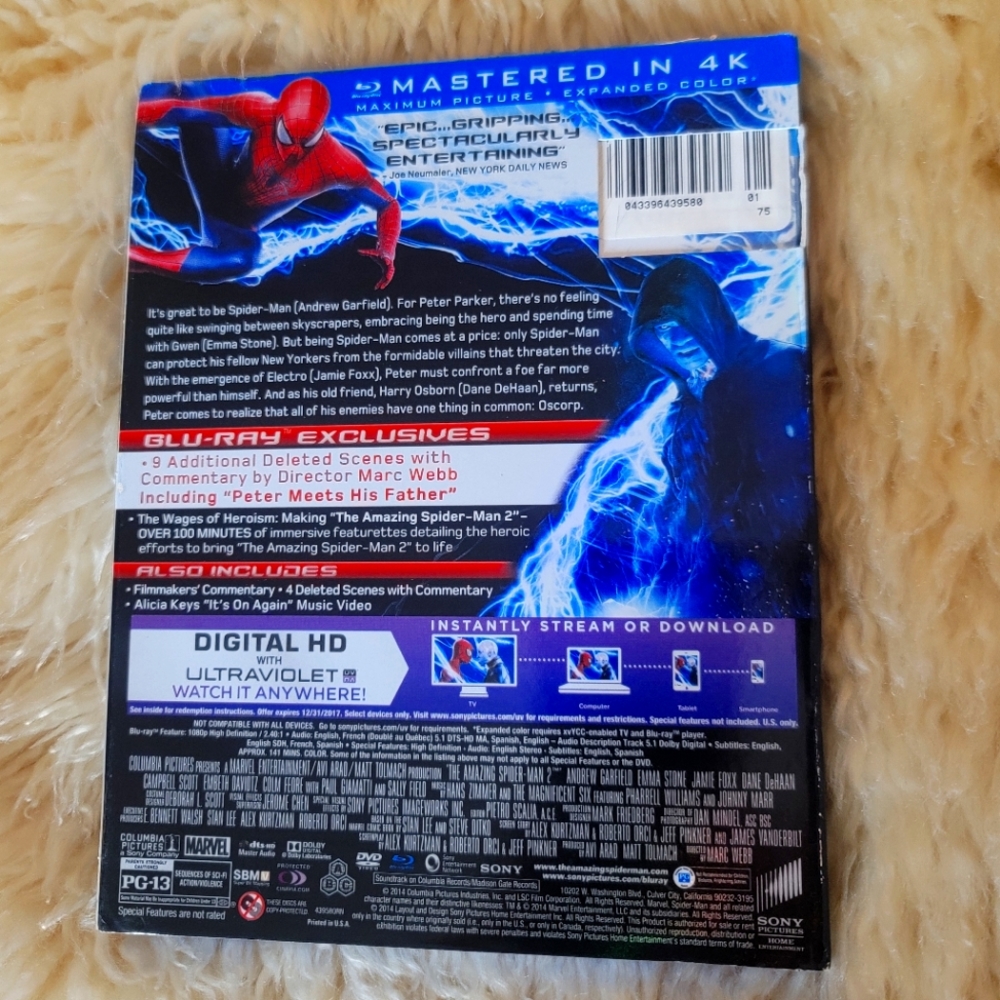 The Amazing Spider-Man 2 BLU-RAY + DVD + DIGITAL HD NWT - Picture 2 of 7